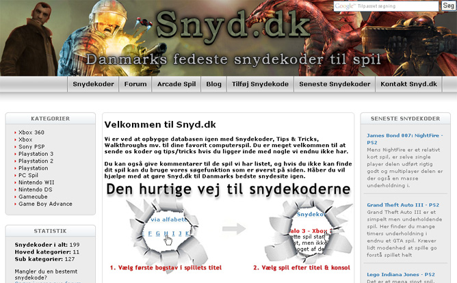 Skiftende designs på Snyd.dk